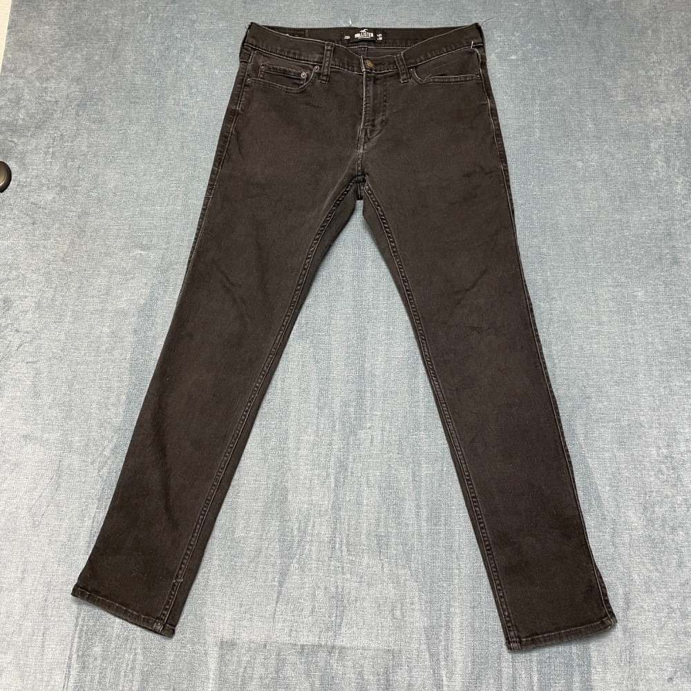Hollister Jeans Mens 31x32 Black Denim Casual Dark Wash Everyday Wear Skinny Leg